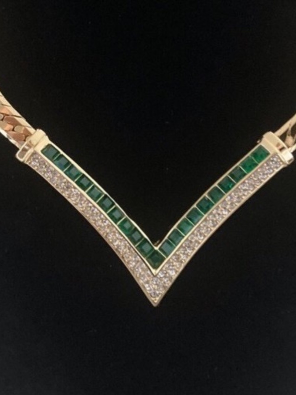 Christian Dior Necklace Vintage Green Gemstones Gold - Picture 4 of 6